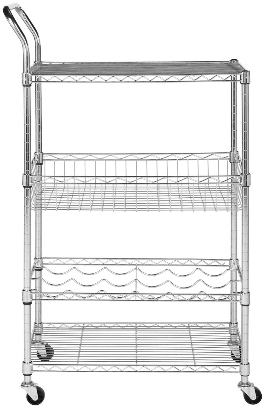 Carmen 4 Tier Chrome Wire Adjustable Cart, 23.62" X 39.3"