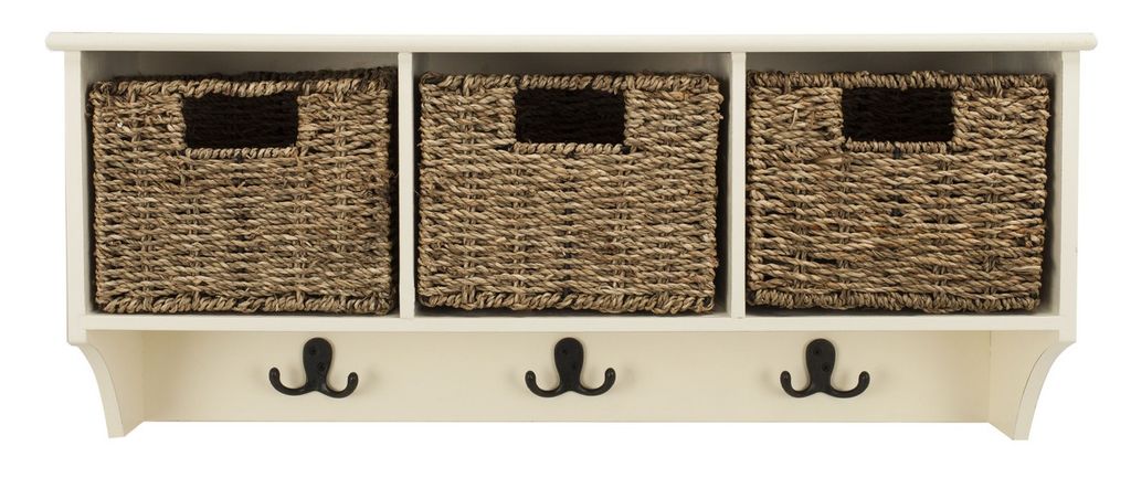 Finley Hanging 3 Basket Wall Rack, 28" X 12", White