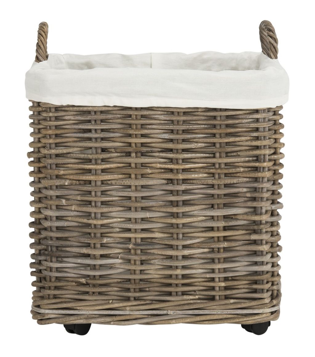 Preview image for Amari Rattan Square Set Of 2 Baskets With Wheels, 23.6" X 21.6"