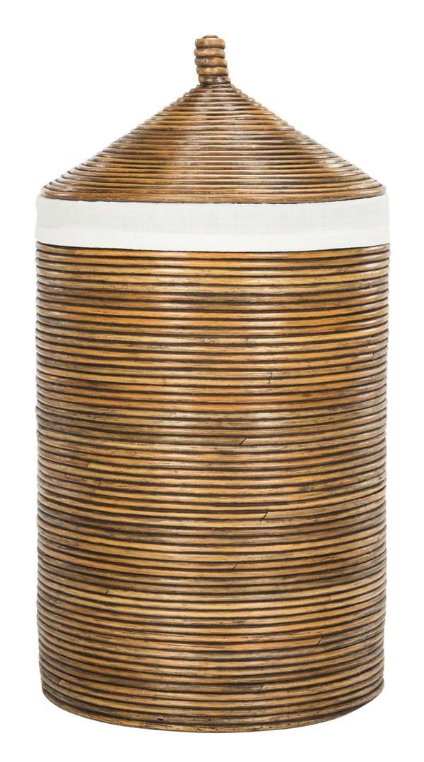 Wellington Rattan Storage Hamper With Liner, 19.5" X 33.07", Honey