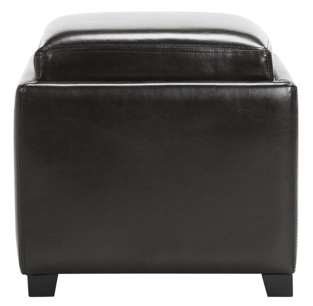 Bobbi Tray Storage Ottoman, 18" X 17", Brown/Java
