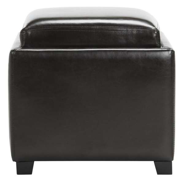 Bobbi Tray Storage Ottoman, 18" X 17", Brown/Java