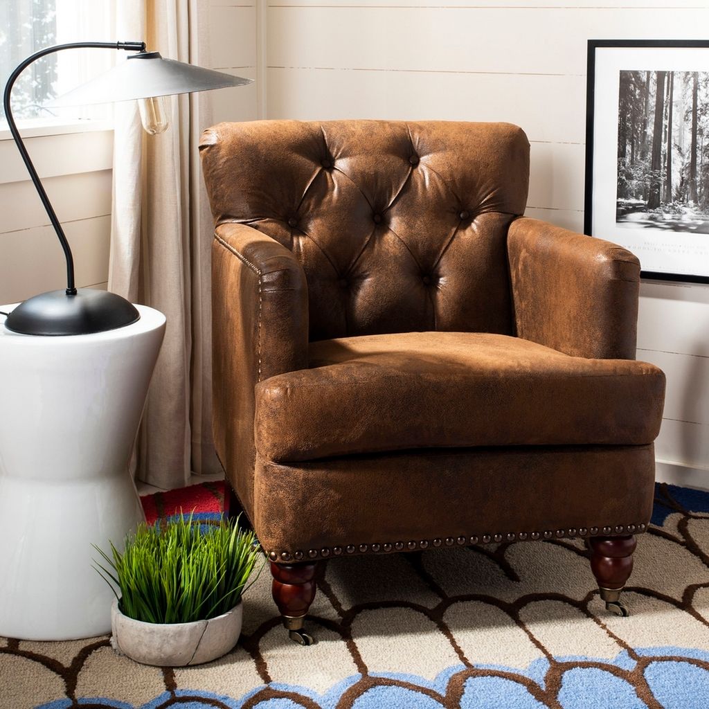 Preview image for Colin Tufted Club Chair, 28" X 32.7", Brown/Cherry Mahogany