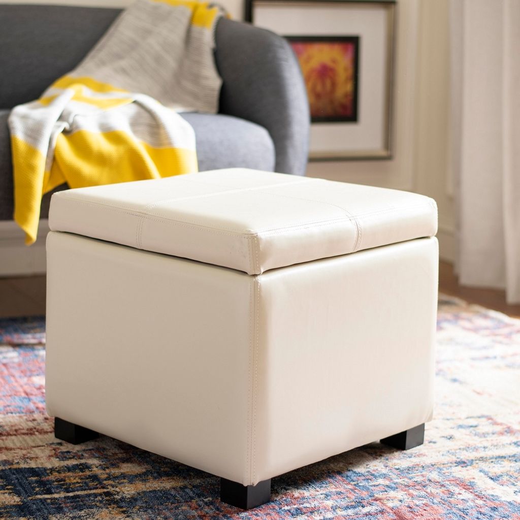 Madison Square Ottoman, 18.1" X 16.9", Flat Cream
