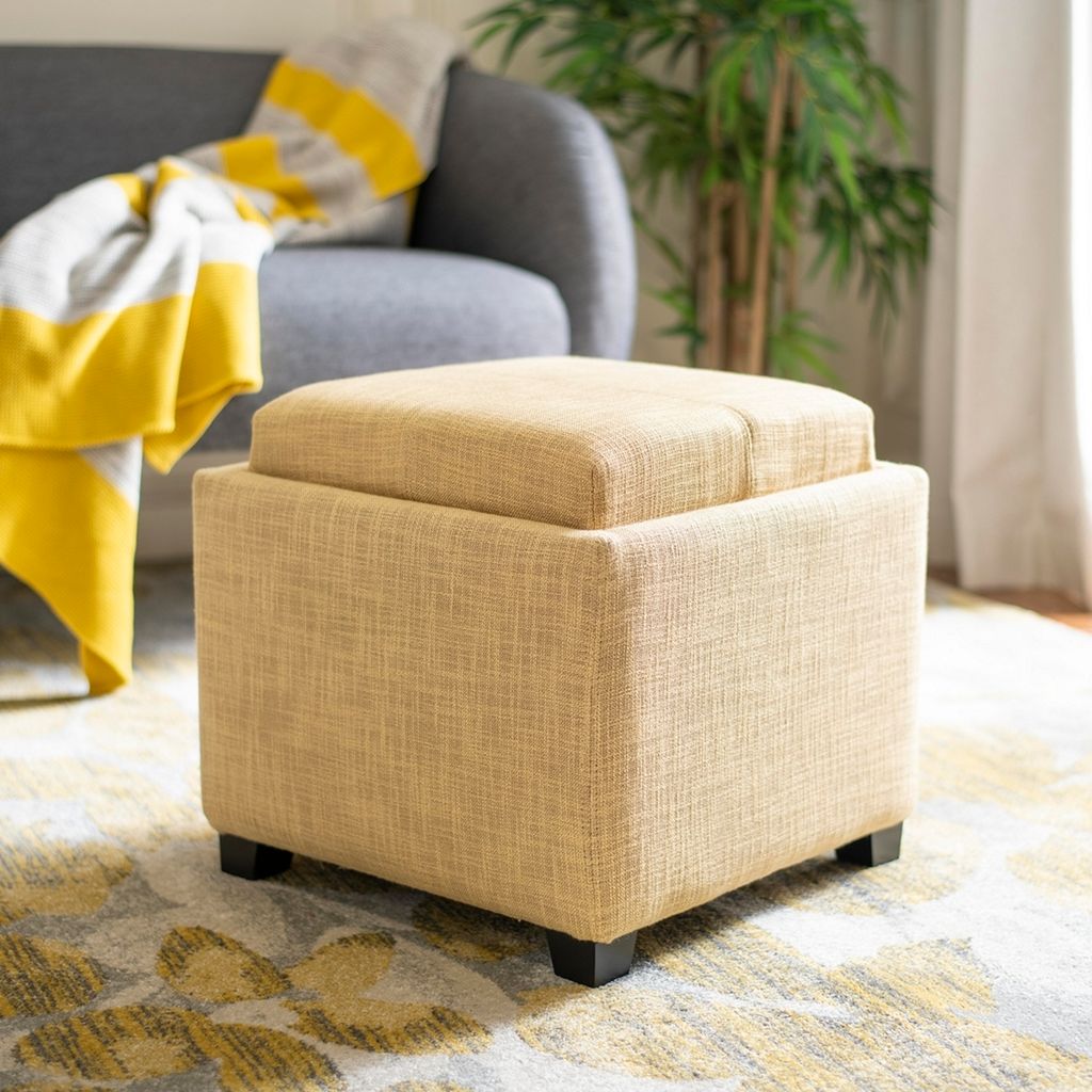 Single Tray Ottoman, 18.1" X 17.1", Gold