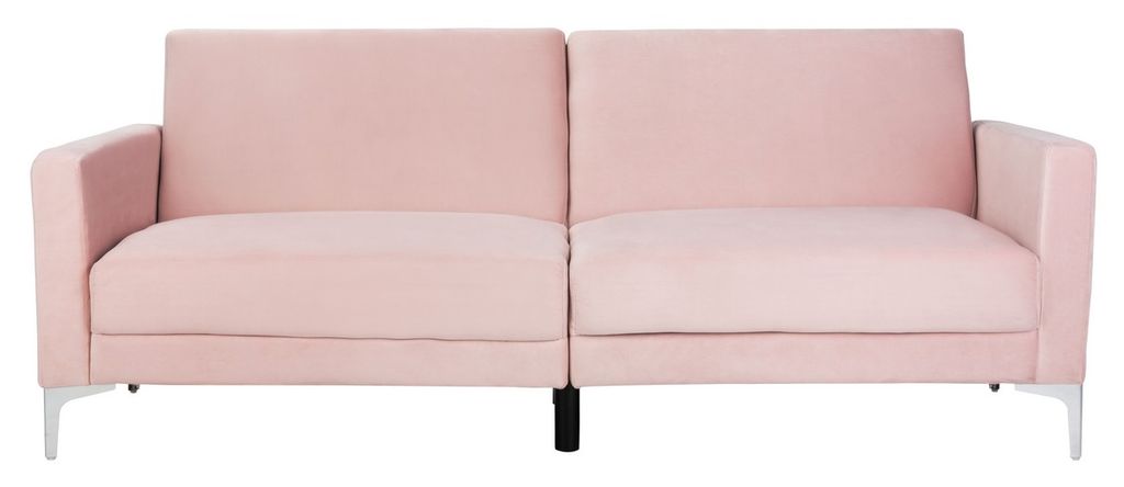 Chelsea Foldable Futon Bed, 79.13" X 32.68", Blush/Chrome