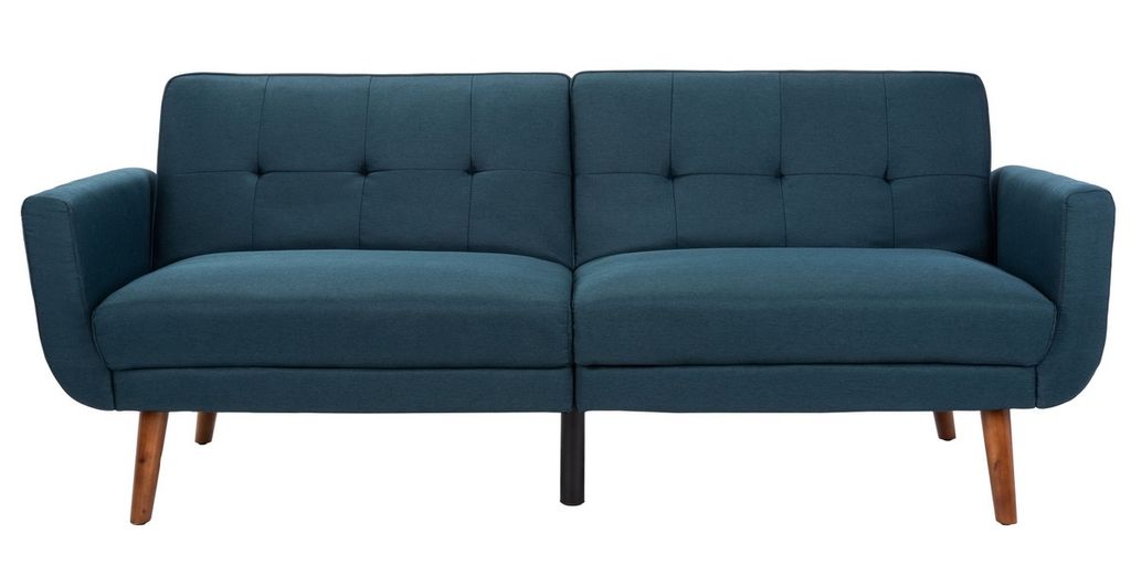 Bushwick Foldable Futon Bed, 82.28" X 34.25", Navy/Brown