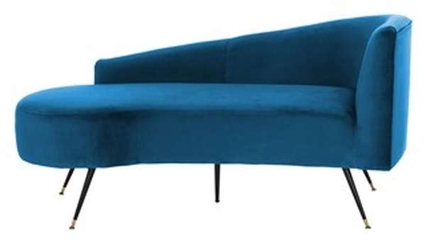 Evangeline Parisian Settee, 57.5" X 28", Navy/Black