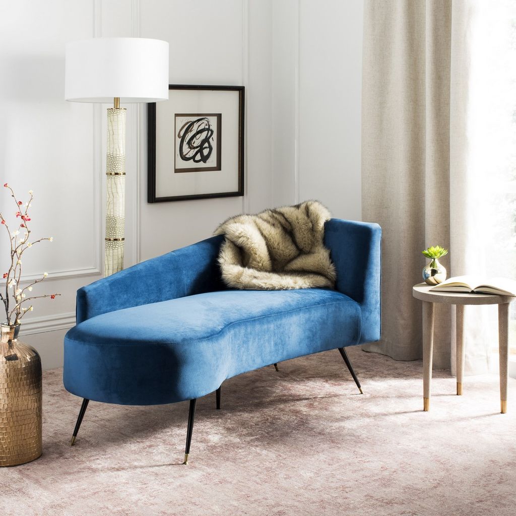 Evangeline Parisian Settee, 57.5" X 28", Navy/Black
