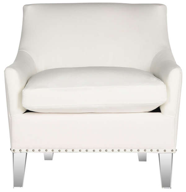 Hollywood Glam Tufted Acrylic White Club Chair W/ Silver Nail Heads, 31.3" X 31.9"