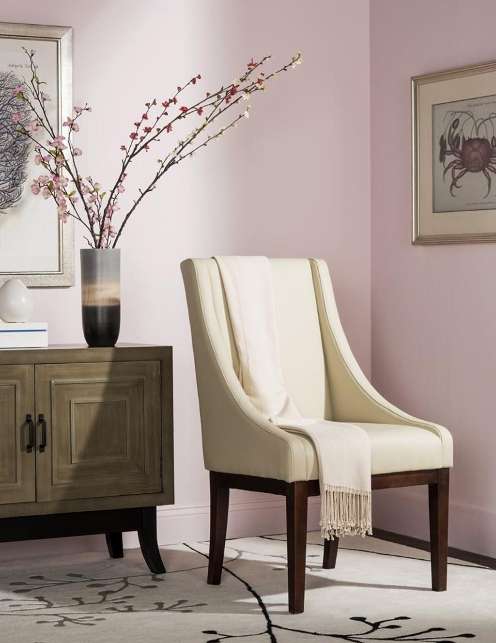 Crème Leather Sloping Armchair, 23" X 39.2"