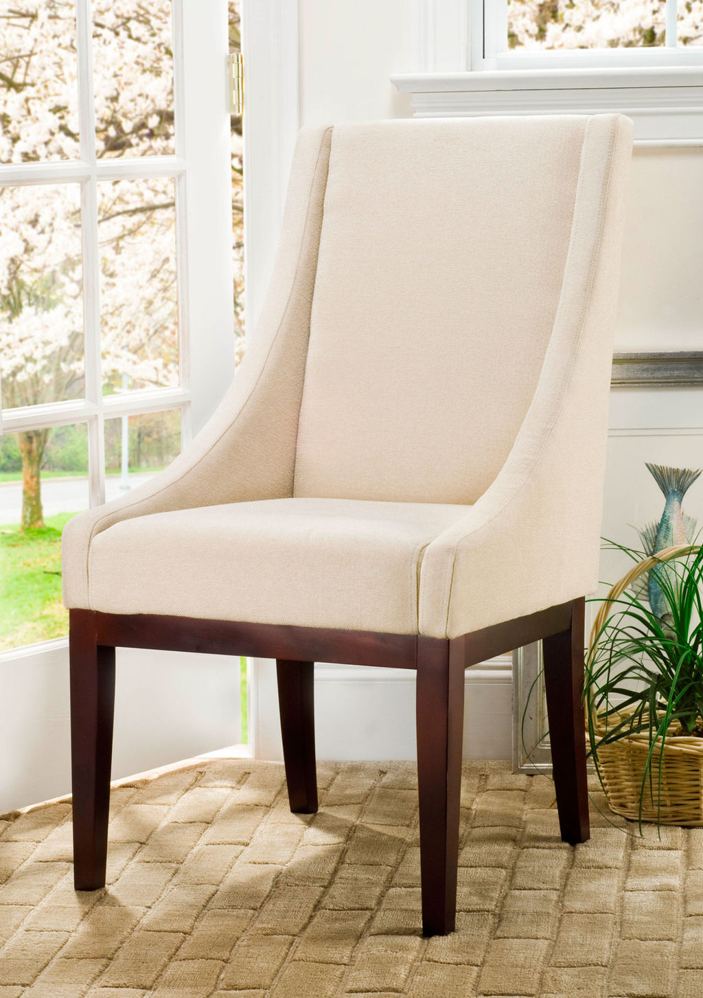 Preview image for Crème Fabric Sloping Armchair, 23" X 39.2"