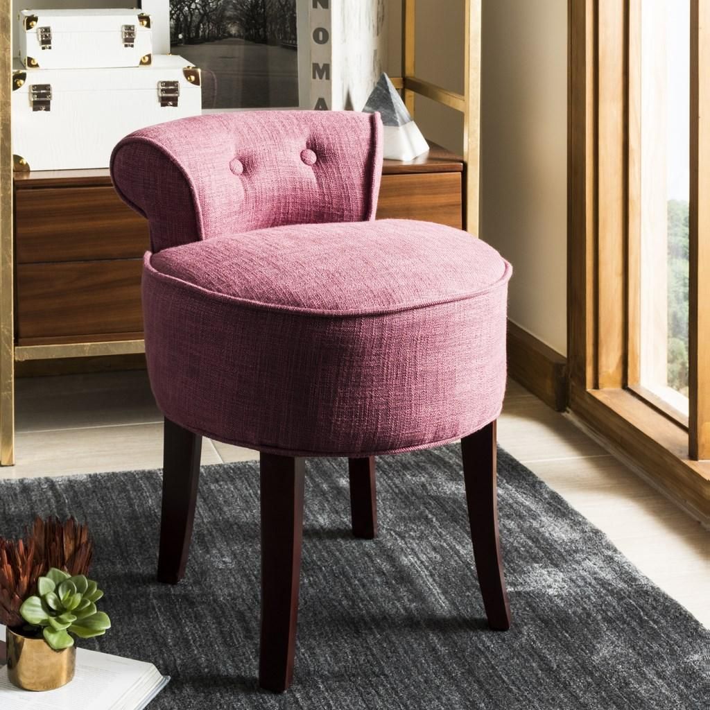 Georgia Vanity Stool, 17.9" X 22.8", Rose/Cherry Mahogany