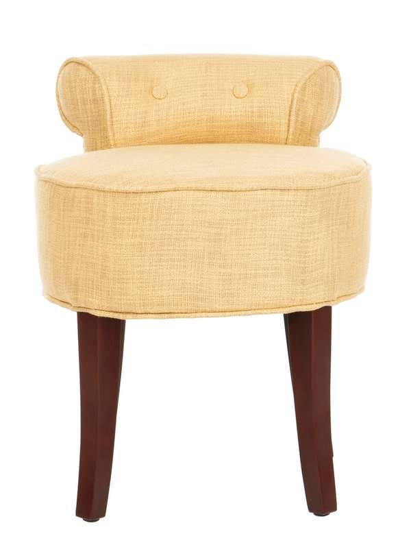 Georgia Vanity Stool, 17.9" X 22.8", Gold/Cherry Mahogany