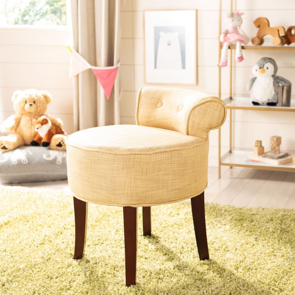 Georgia Vanity Stool, 17.9" X 22.8", Gold/Cherry Mahogany