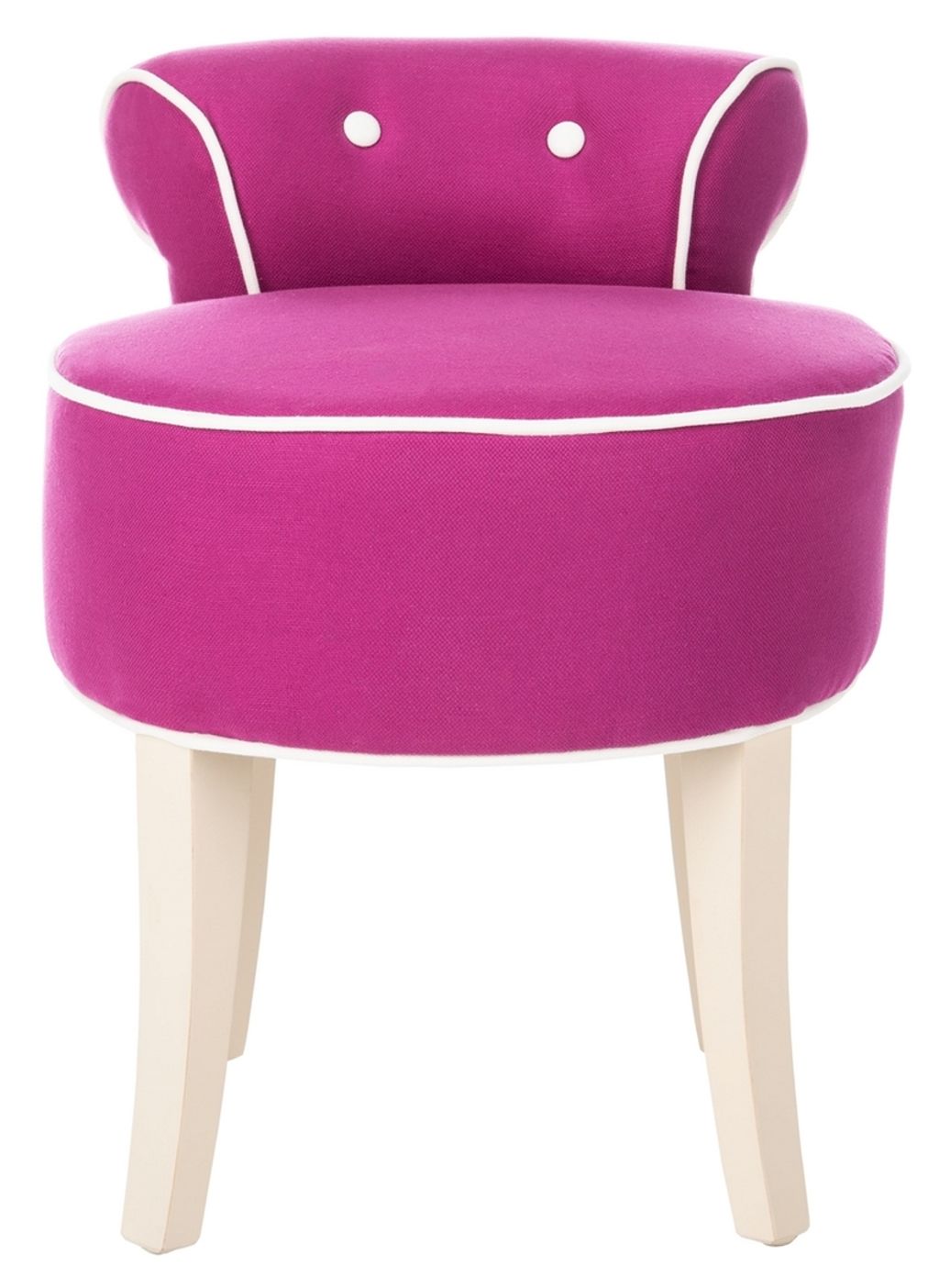 Georgia Vanity Stool, 17.9" X 22.8", Fuchsia/Cream