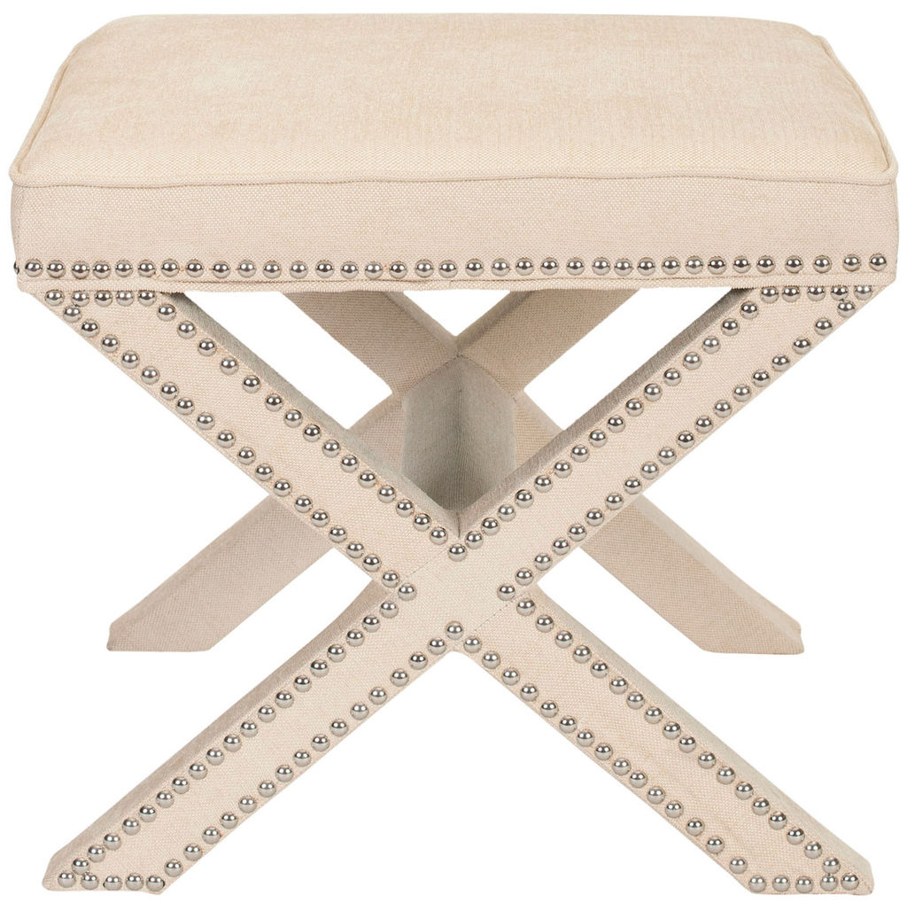 Preview image for Palmer Ottoman - Silver Nail Heads, 21.5" X 19", Taupe