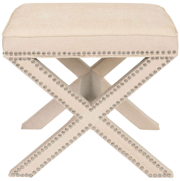 Palmer Ottoman - Silver Nail Heads, 21.5" X 19", Taupe