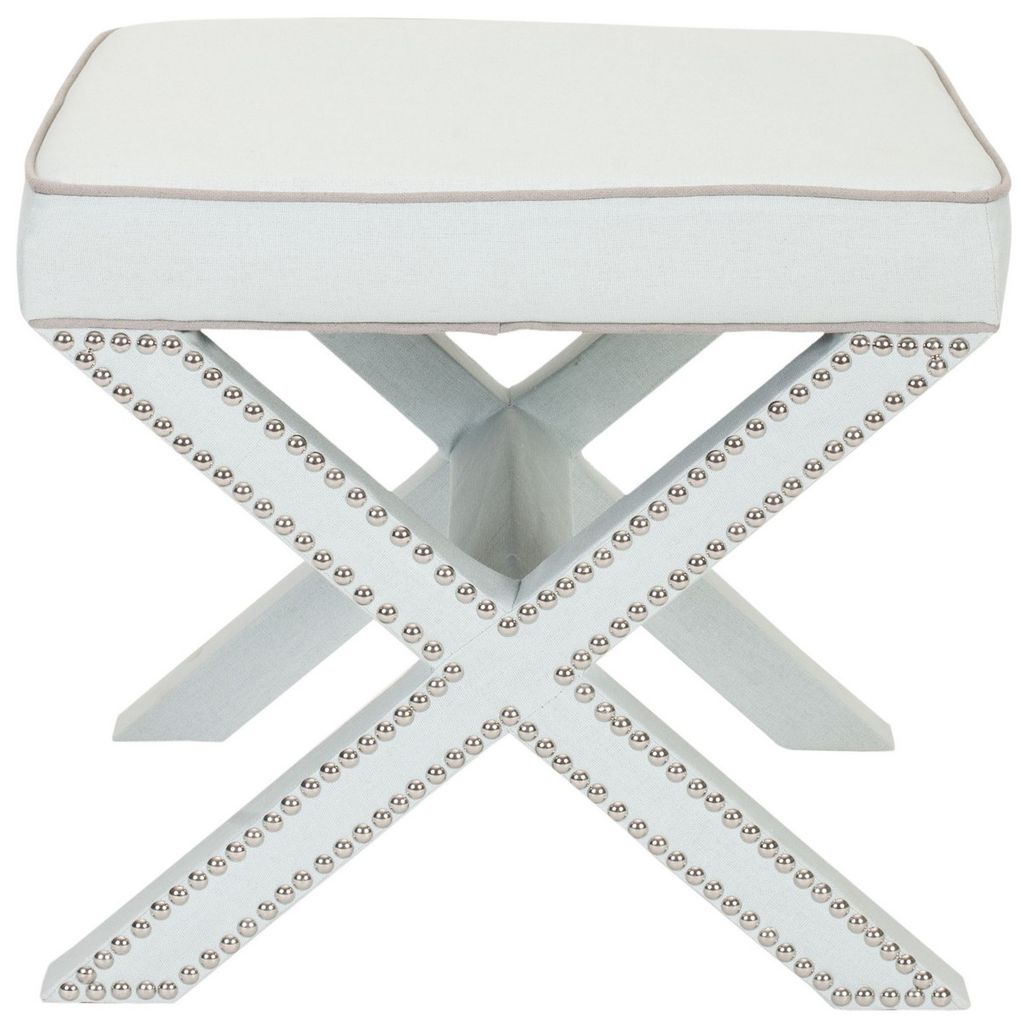 Preview image for Palmer Ottoman - Silver Nail Heads, 21.5" X 19", Robins Egg Blue