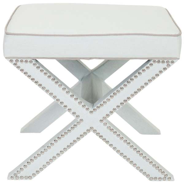 Palmer Ottoman - Silver Nail Heads, 21.5" X 19", Robins Egg Blue