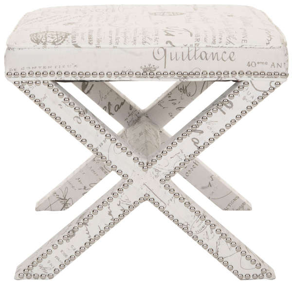 Palmer Ottoman - Silver Nail Heads, 21.5" X 19", Multi/Beige
