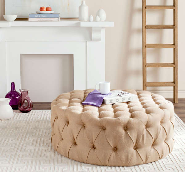 Charlene Tufted Cocktail Ottoman, 39.4" X 16.1", Wheat