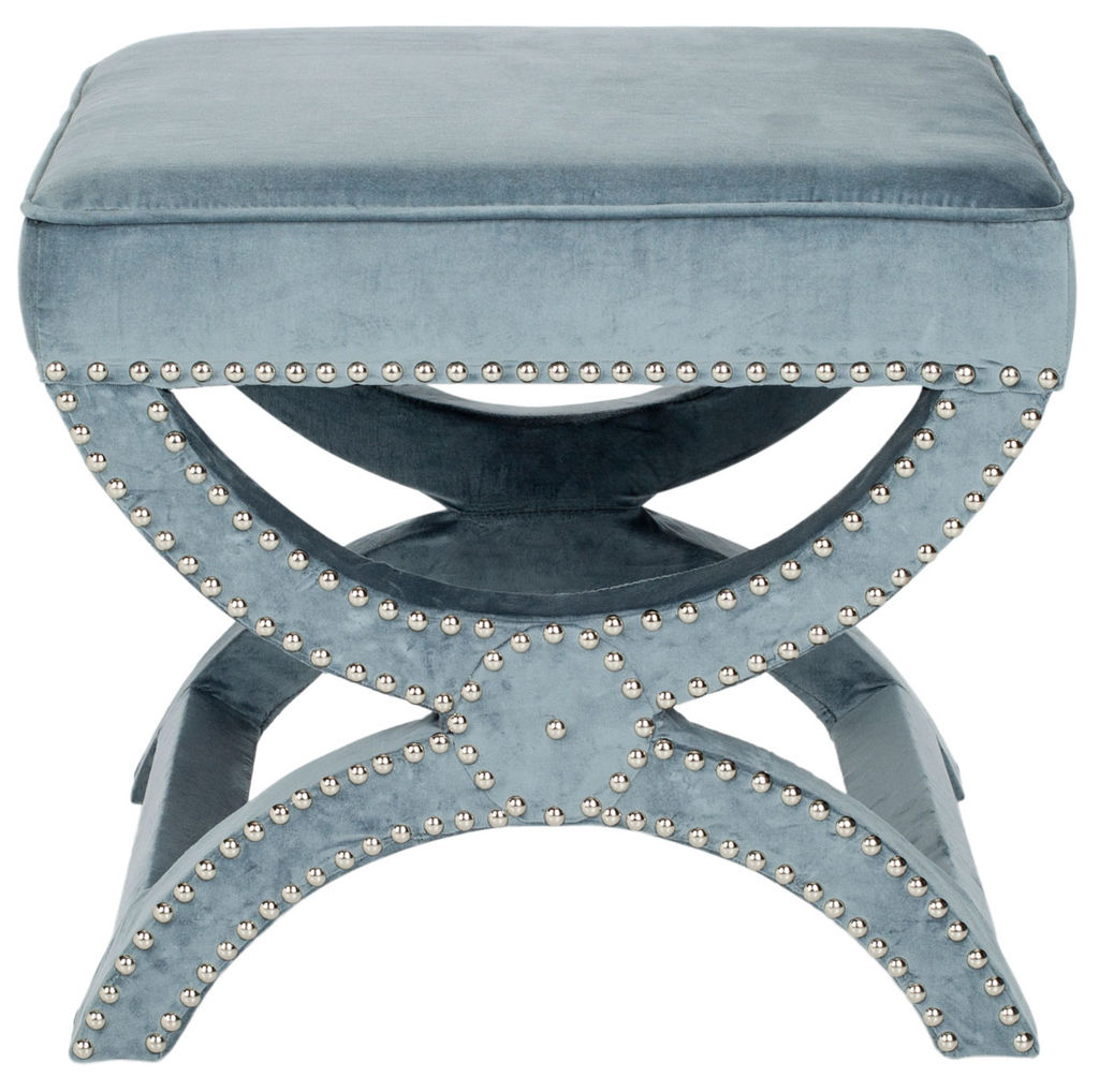 Preview image for Mystic Ottoman - Silver Nail Heads, 21.3" X 19.3", Blue