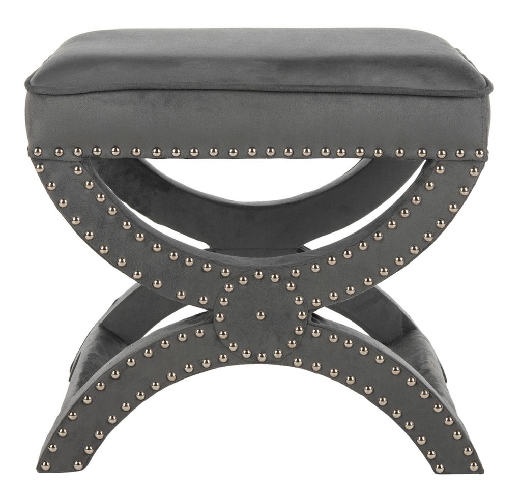 Ottoman - Silver Nail Heads, 21.3" X 19.3", Grey