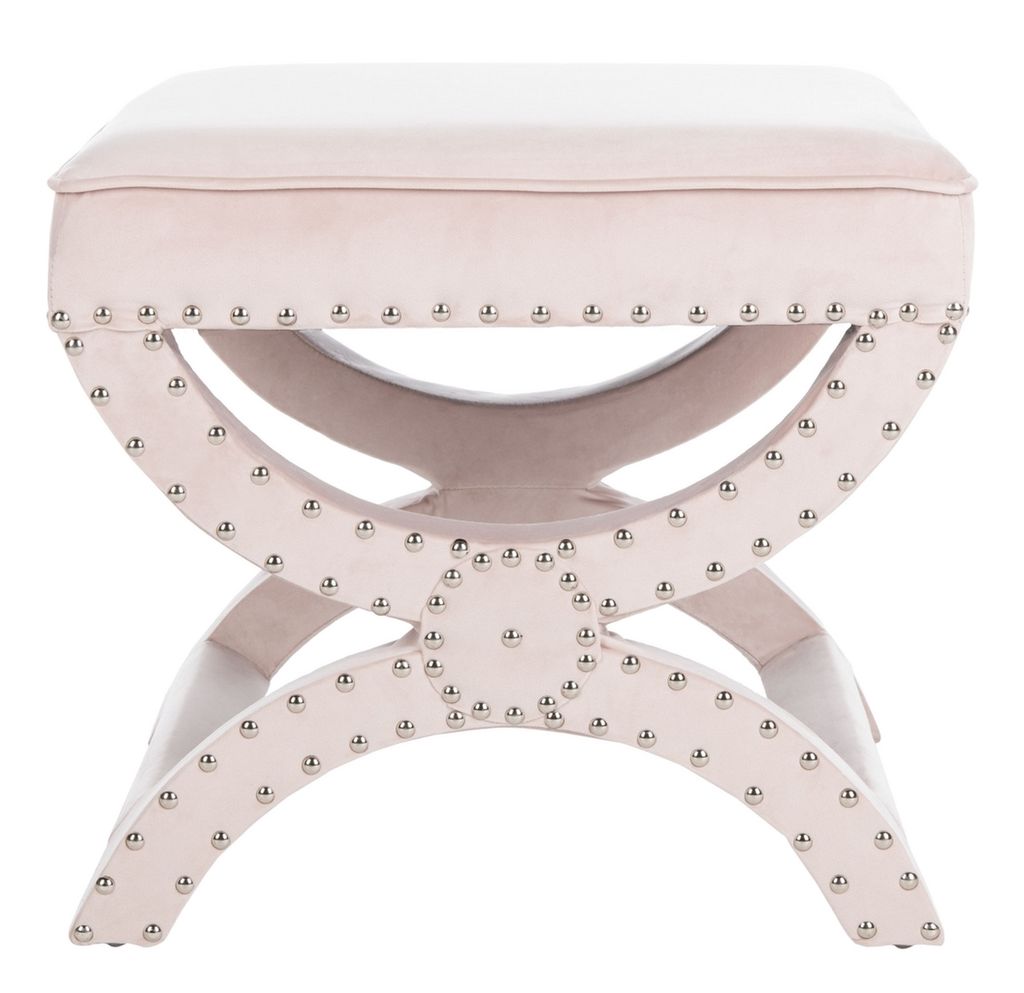 Mystic Ottoman - Silver Nail Heads, 21.3" X 19.3", Blush