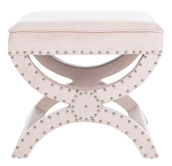 Mystic Ottoman - Silver Nail Heads, 21.3" X 19.3", Blush