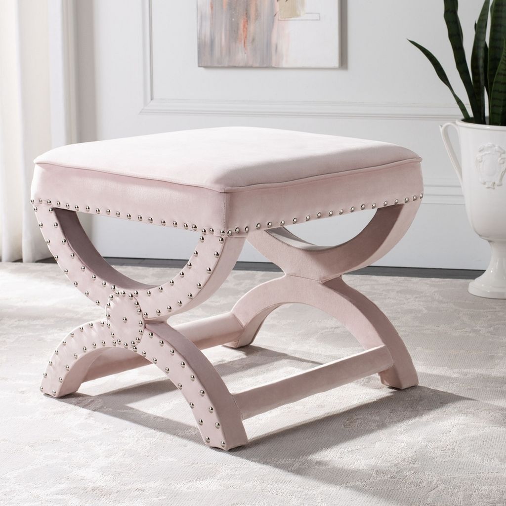 Mystic Ottoman - Silver Nail Heads, 21.3" X 19.3", Blush