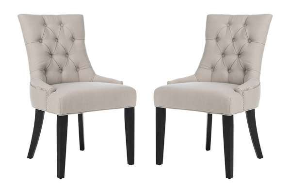 Abby 19''H Tufted Side Chairs, Set Of 2 - Silver Nail Heads, 22" X 36.4", Taupe