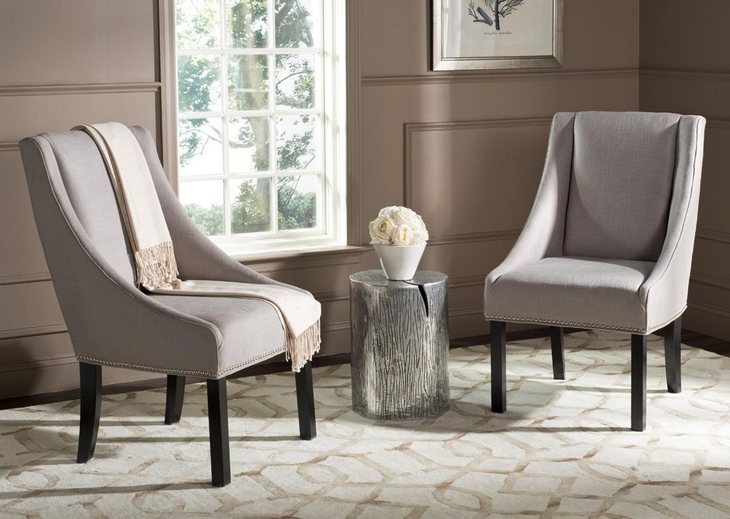 Preview image for Morris 20''H Sloping Arm Dining Chair, Set Of 2 - Silver Nail Heads, 23.2" X 39.4", Oyster Grey