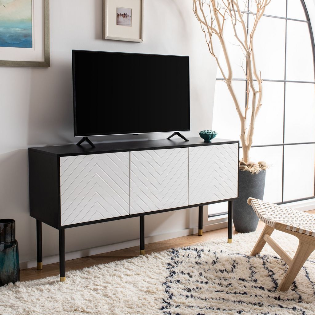Oakley Tv Stand, 55.12" X 29.53", Black/White