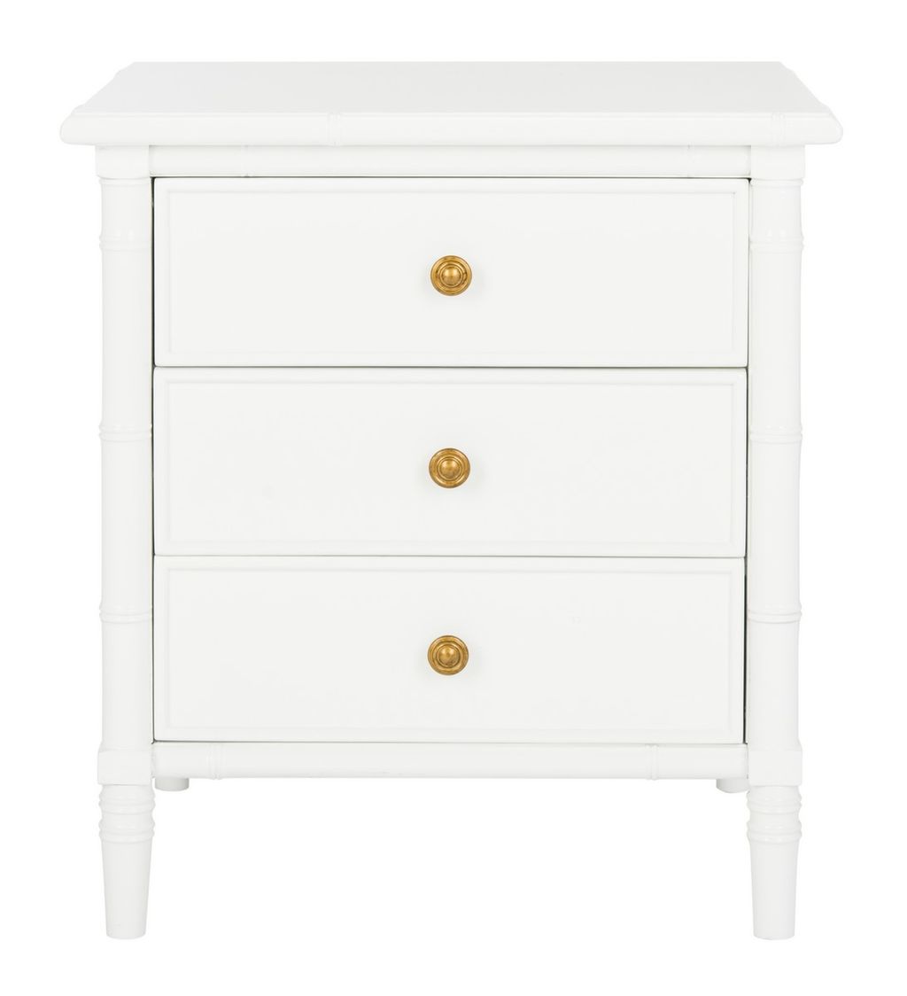 Preview image for Mina Modern Coastal 3 Drawer 25" H Bamboo Nightstand, 23" X 25.22", White