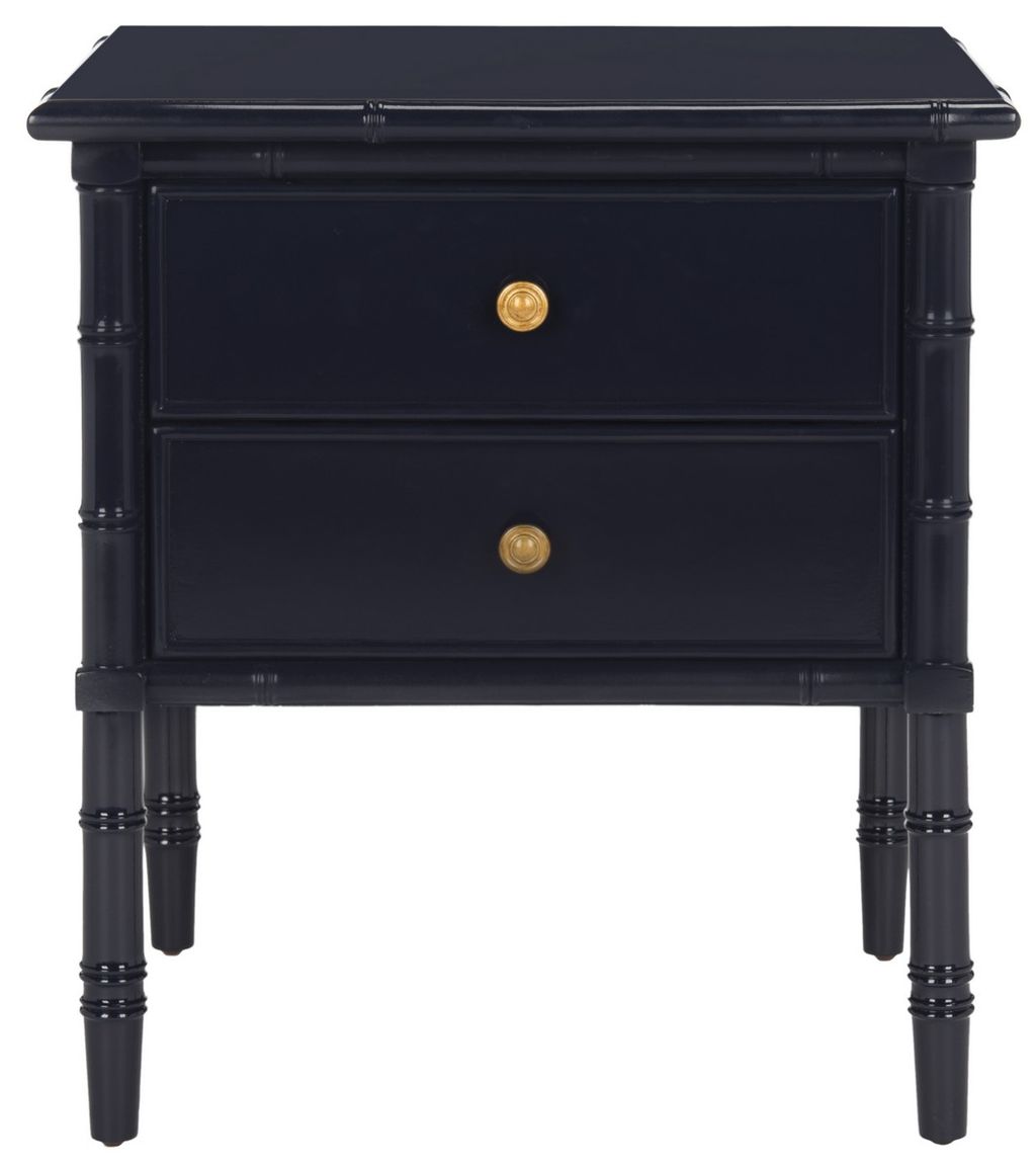 Preview image for Mina Modern Coastal 2 Drawer 25" H Bamboo Nightstand, 23" X 25.22", Navy