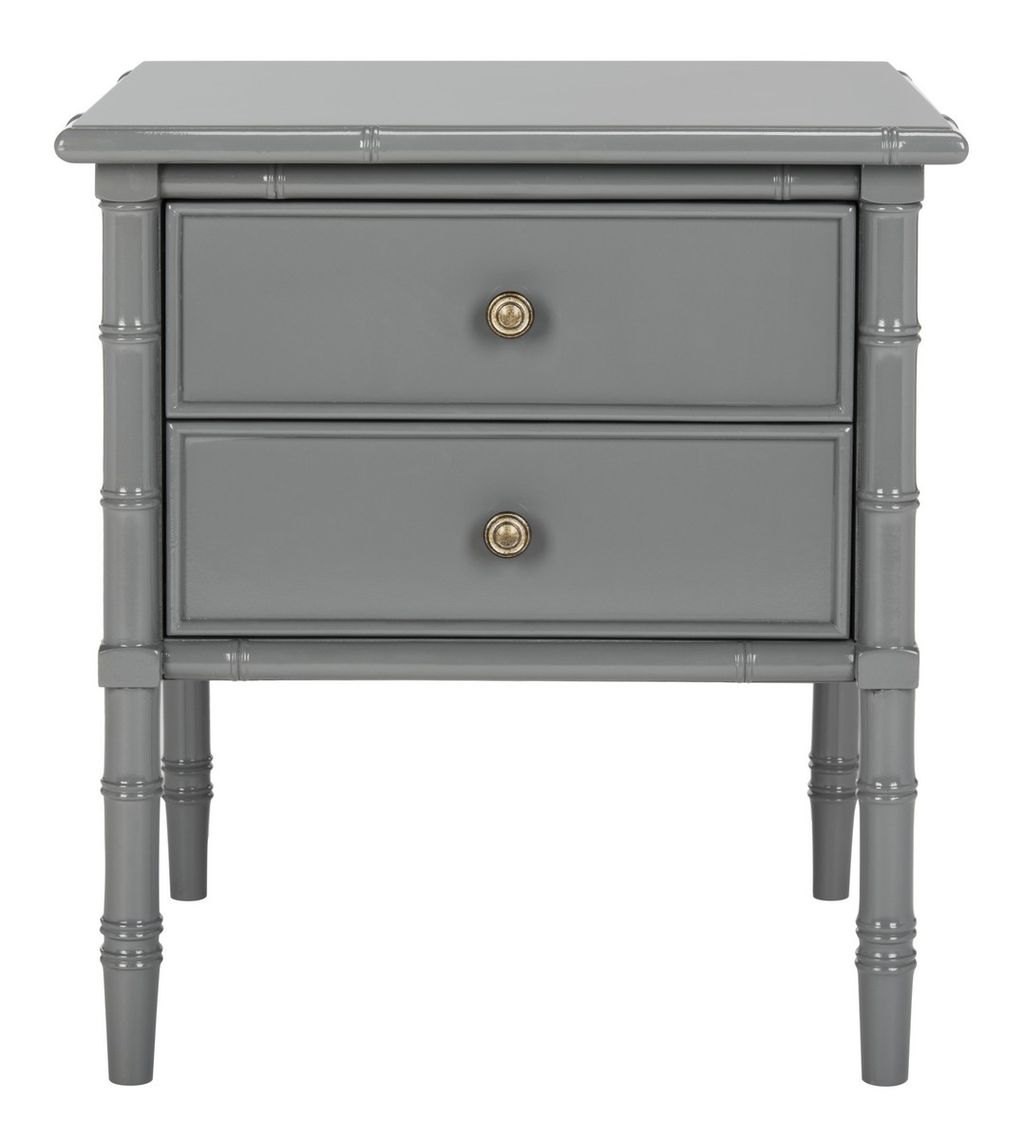 Preview image for Mina Modern Coastal 2 Drawer 25" H Bamboo Nightstand, 23" X 25.22", Grey