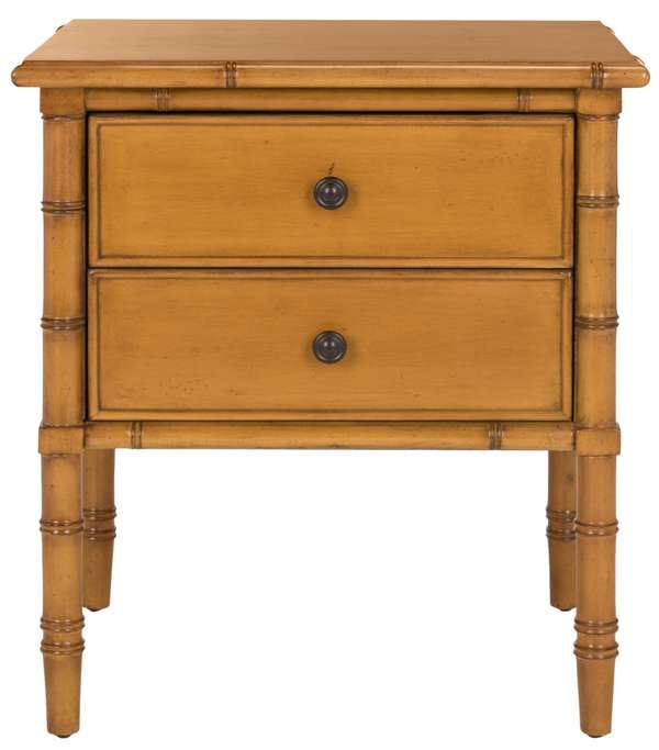 Mina Coastal 2 Drawer 25"H Bamboo Nightstand, 23" X 25.22"