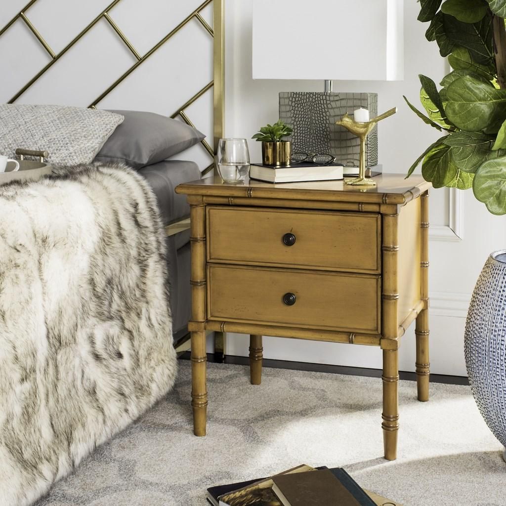 Mina Coastal 2 Drawer 25"H Bamboo Nightstand, 23" X 25.22"