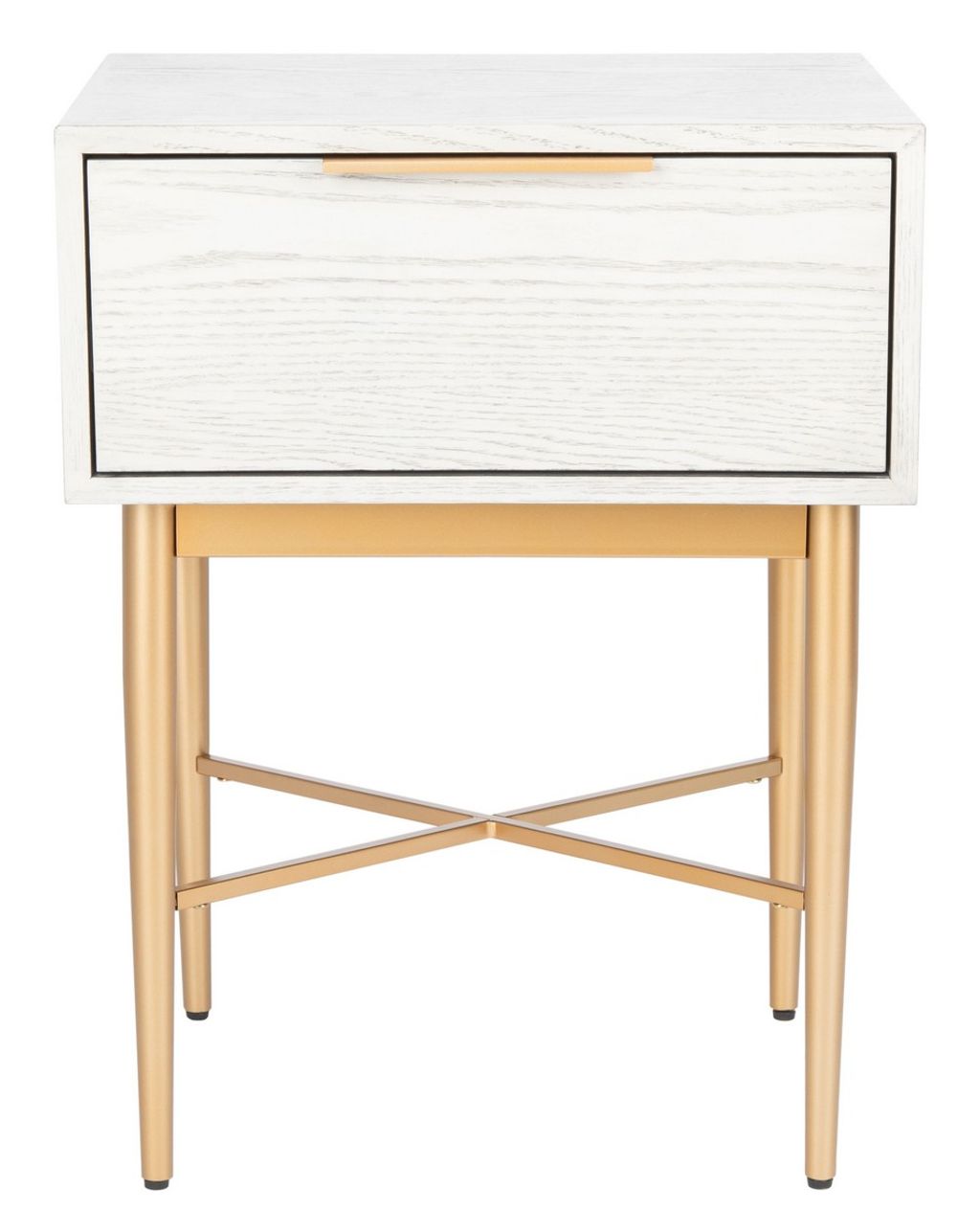 Preview image for Pierre One Drawer Nightstand, 19" X 25", White Washed/Gold