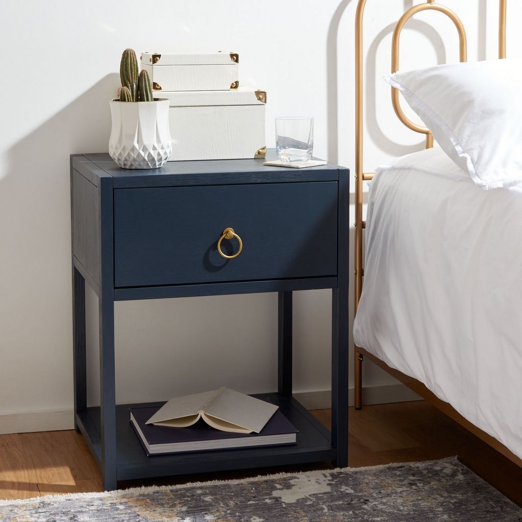 Yudi 1 Drawer 1 Shelf Nightstand, 21" X 26", Navy