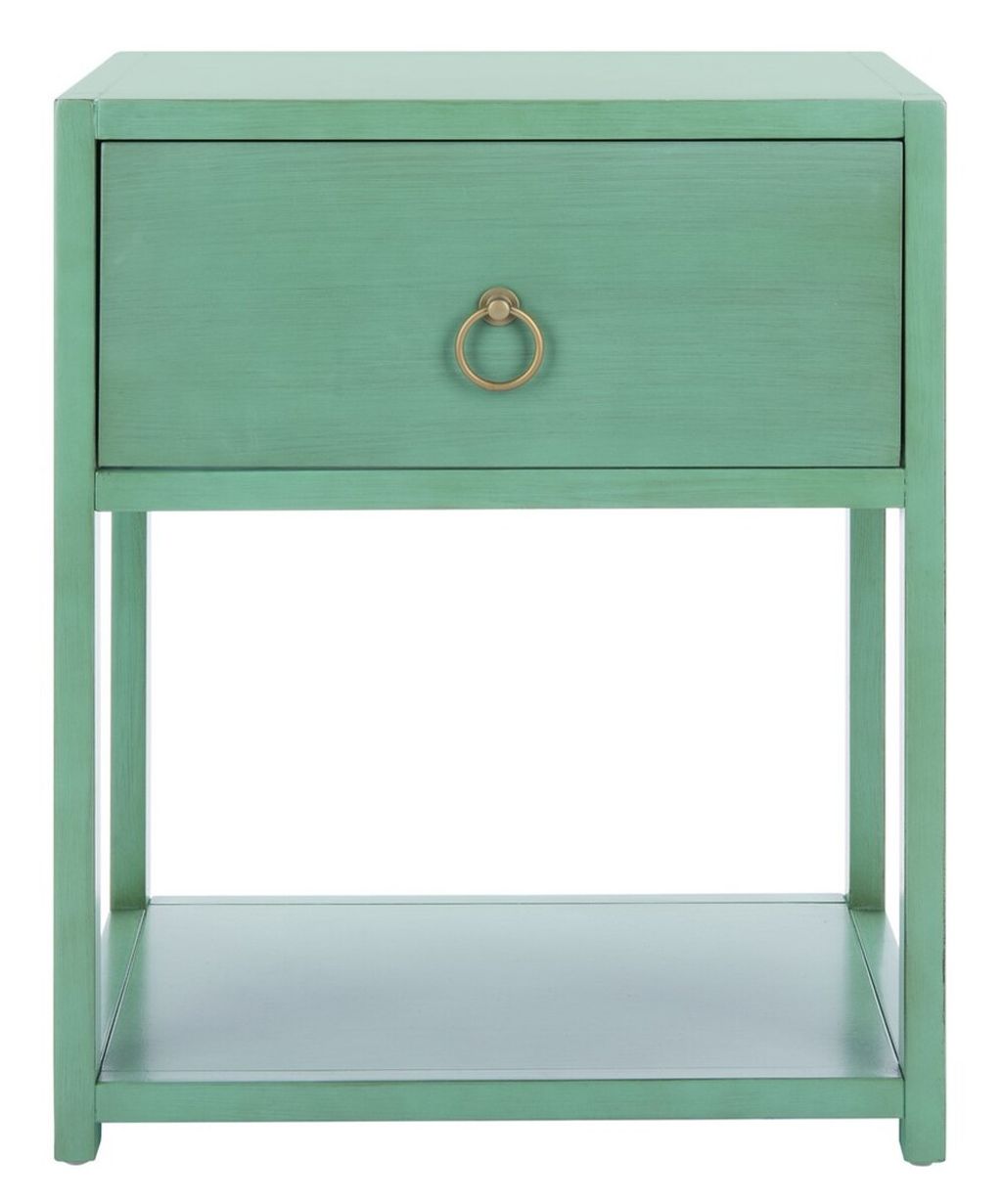 Yudi 1 Drawer 1 Shelf Nightstand, 21" X 26", Turquoise