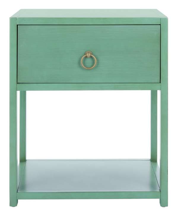 Yudi 1 Drawer 1 Shelf Nightstand, 21" X 26", Turquoise