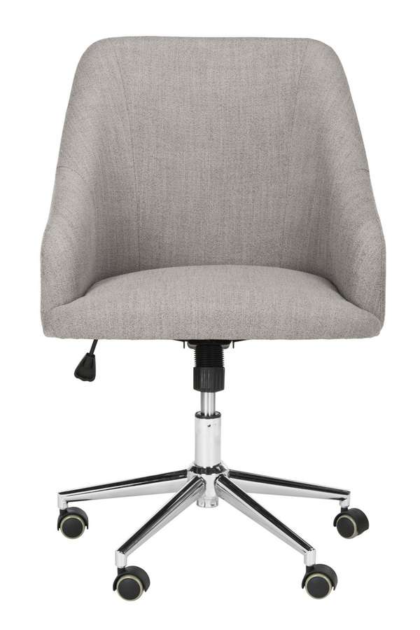 Adrienne Linen Chrome Leg Swivel Office Chair, 24" X 34.45"