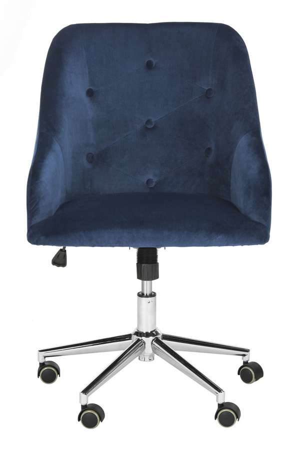 Evelynn Tufted Velvet Chrome Leg Swivel Office Chair, 24" X 34.45"