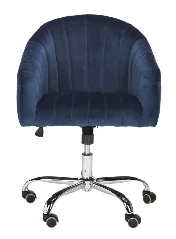 Themis Velvet Chrome Leg Swivel Office Chair, 24" X 32.28"