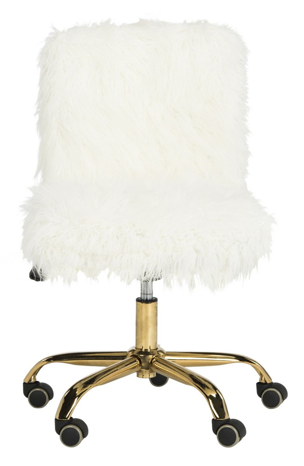 Preview image for Faux Sheepskin Gold Leg Swivel Office Chair, 26.4" X 31.1"