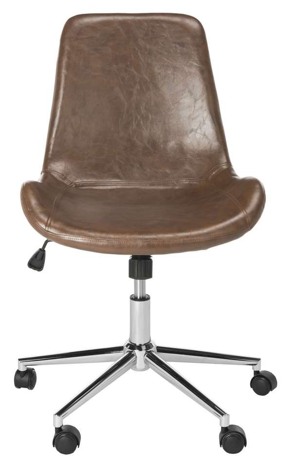 Fletcher Swivel Office Chair, 21.5" X 32.2", Brown/Chrome