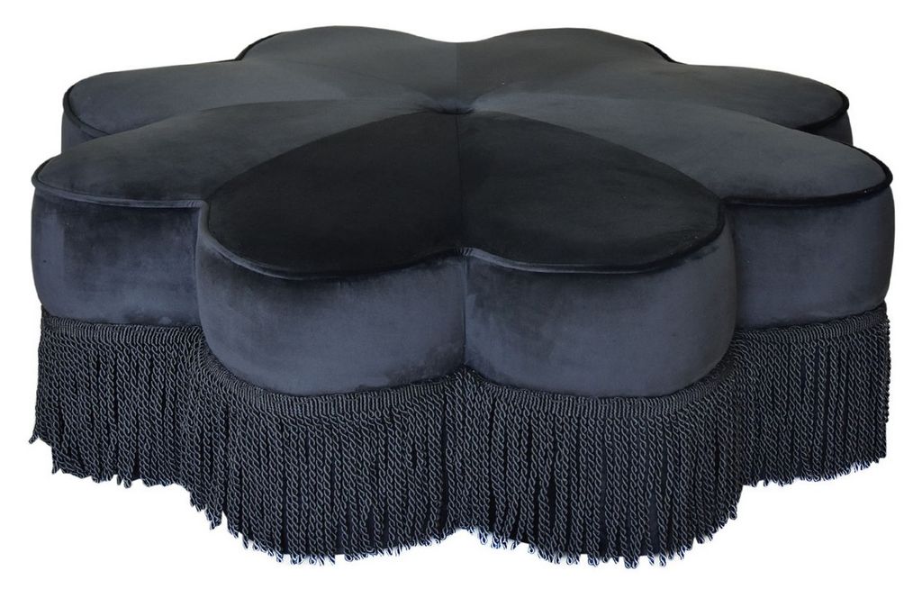Tanith Flower Ottoman, 40.9" X 14.4", Black