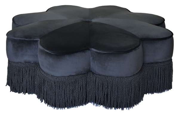 Tanith Flower Ottoman, 40.9" X 14.4", Black